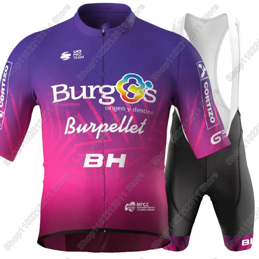 Burgos Burpellet BH Team Cycling Jersey Set Bicycle Clothing Road Bike Shirts Suit Bicycle Bib Shorts MTB Ropa Maillot