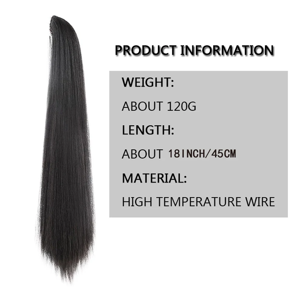 18Inch Synthetic Straight Claw Clip On Ponytail Hair Extension  Ponytail Extension Hair For Women Pony Tail Hair Hairpiece