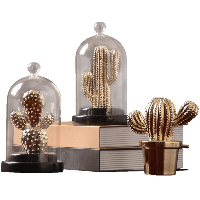 

Light Luxury European Style Cactus Ceramic Decorations Nordic Style Creative Living Room Model Room Handicrafts Home Soft Decora