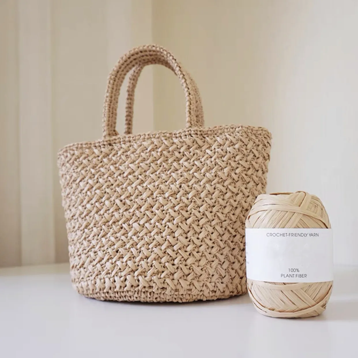 40g / 80M / Ball Summer 100% Natural Fiber RAFFIA Yarn DIY hand knitting For Beach Sun Cotton Straw Hat Bag Shoes Yarn Knitting 2