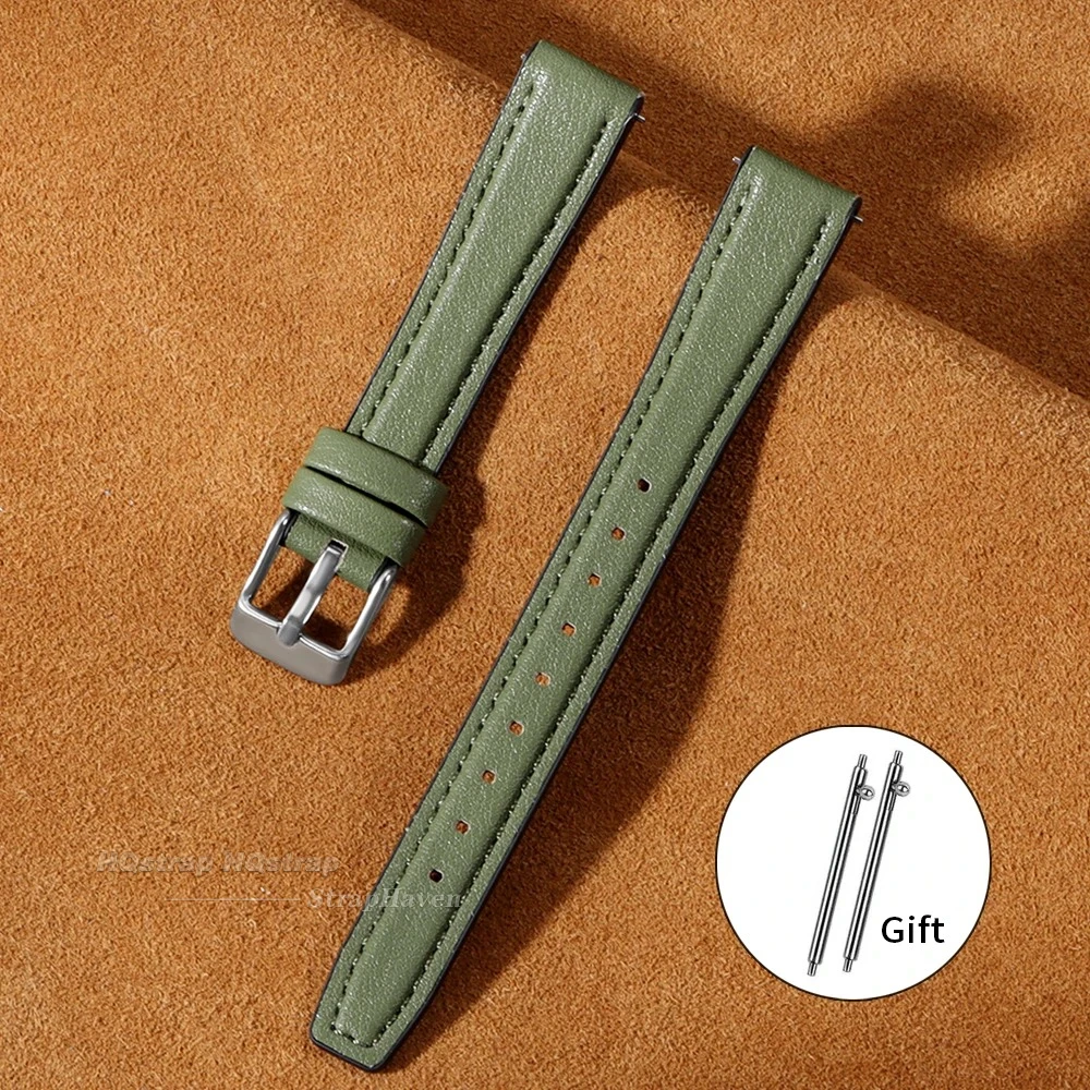 Sleek Leather & Silicone Quick Release Watch Strap - Ultra Thin Universal Wrist Band