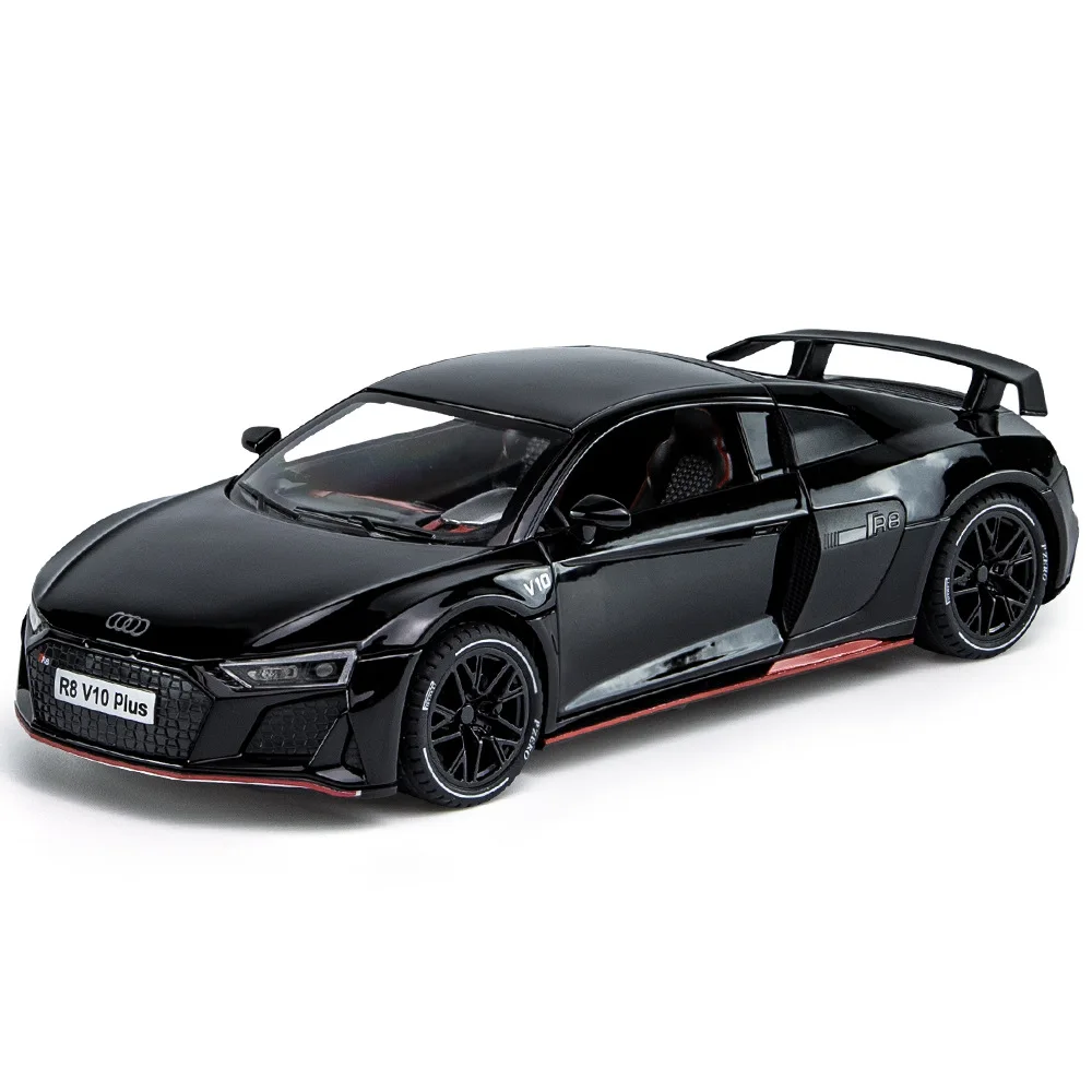 1:24 AUDI R8 V10 Plus Alloy Sports Car Model Diecast Metal Toy High Simulation Sound Light Collection Kids Toys |