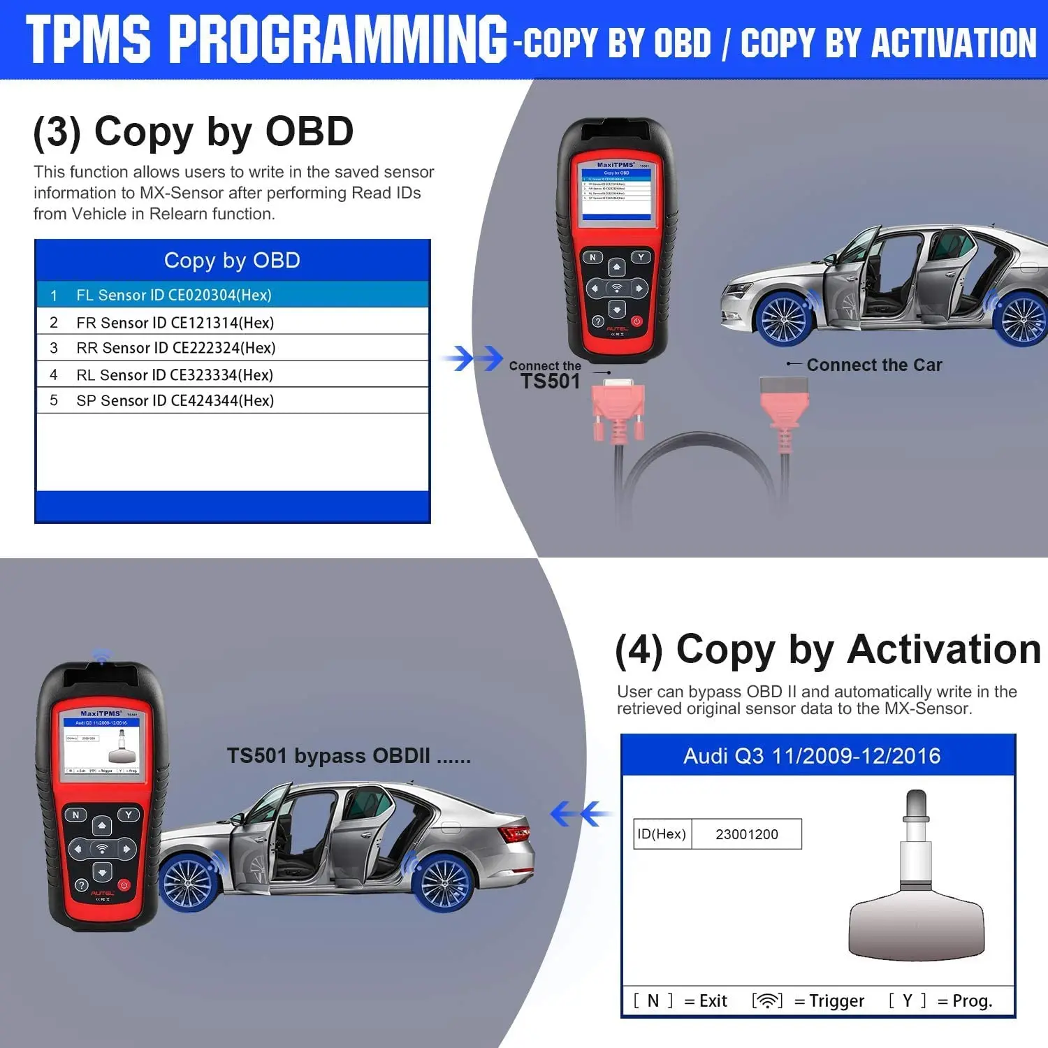 Autel MaxiTPMS TS501 TPMS Diagnosis Tool OBD 2 Car Diagnostic Scanner OBDII Code Reader TPMS Check 433 315MHz Sensor Programming automotive battery charger