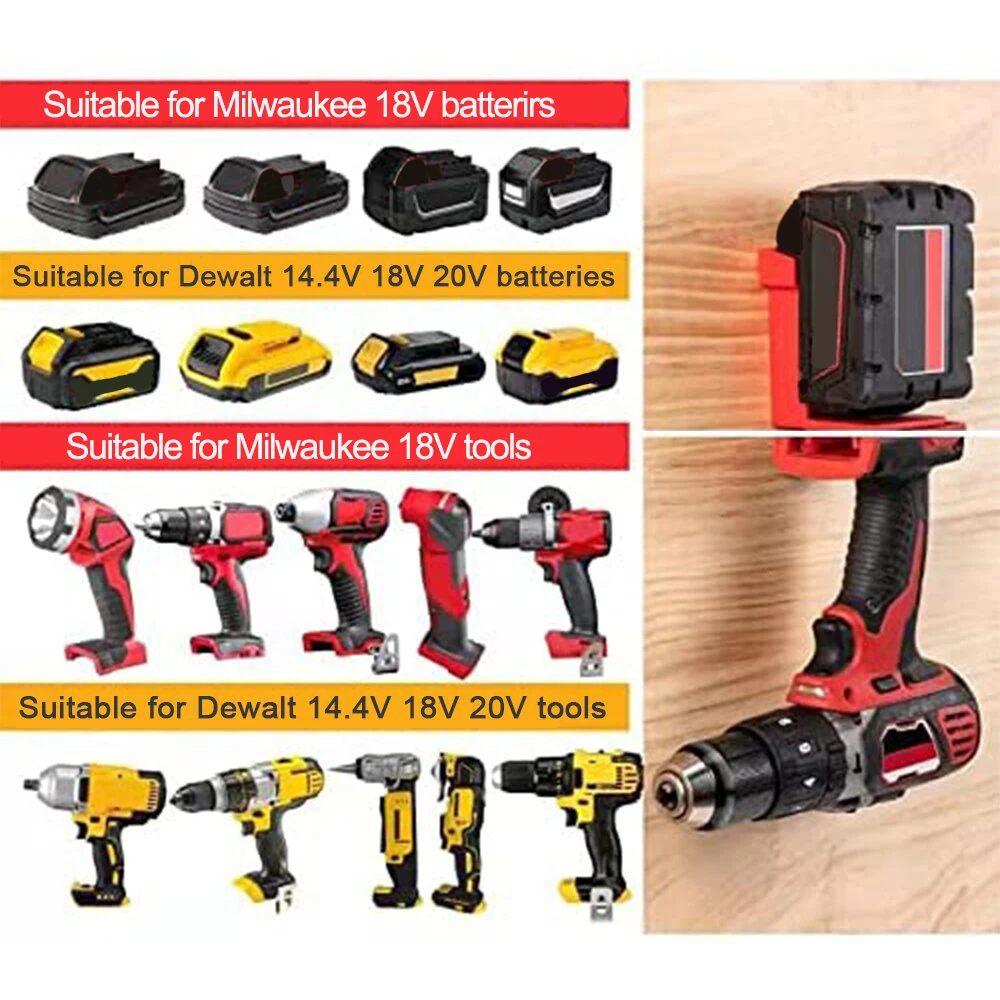 Supporto per attrezzi per Dewalt per Milwaukee 18V 20V utensili per trapano supporto per batteria per Dewalt 20V supporto per batteria supporto per Dock sedile di fissaggio