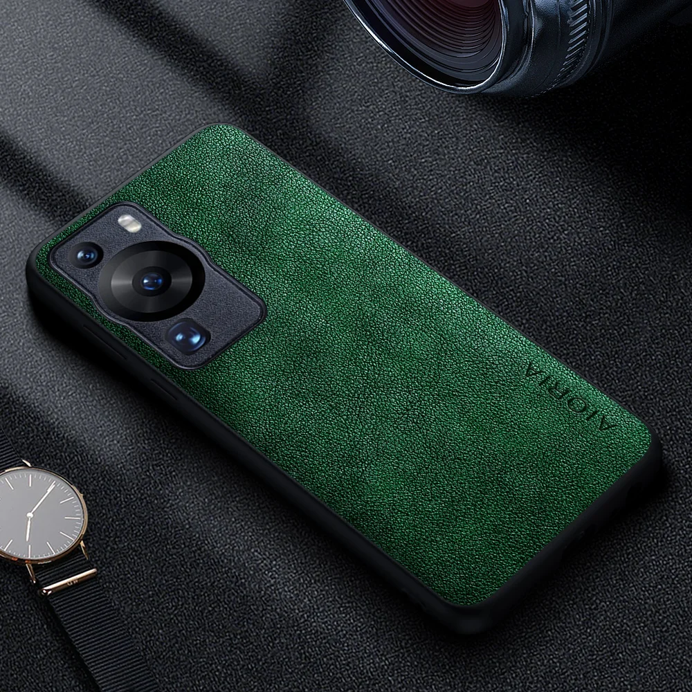 Premium Luxury Leather Phone Case - Retro Business Style Solid Color Cover