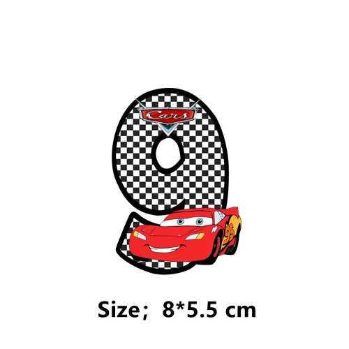 Cars Pixar Lightning McQueen Patches for Clothing Birthday Lucky Numbers 09 Heat Transfer Patch
