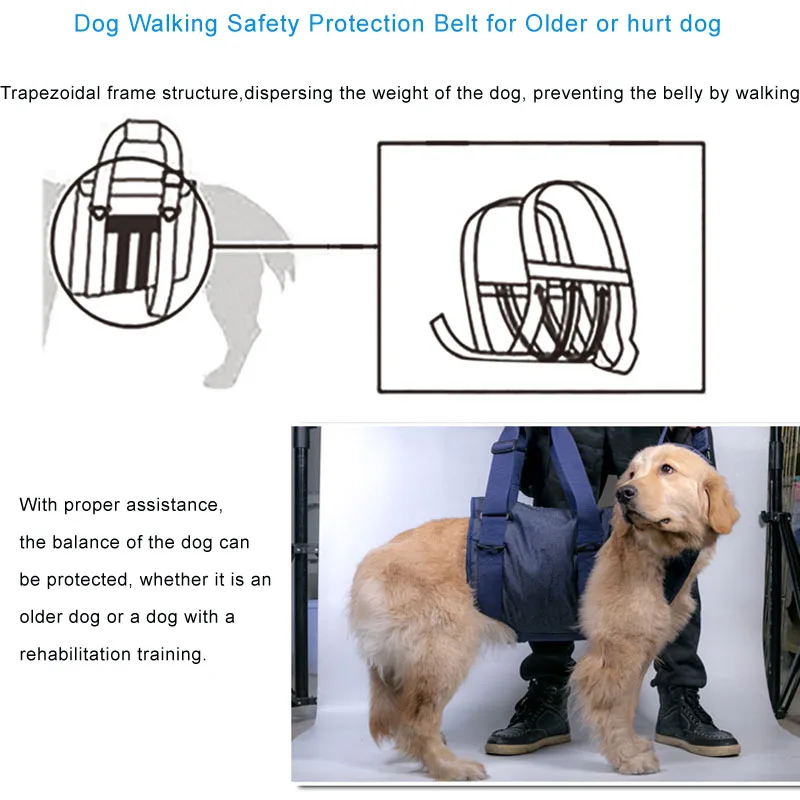 Adjustable Pet Dog Harness Auxiliary Belt Rehabilitation Vest Help Walking Dogs Balance Elderly Dogs Safety Walking Aided Strap