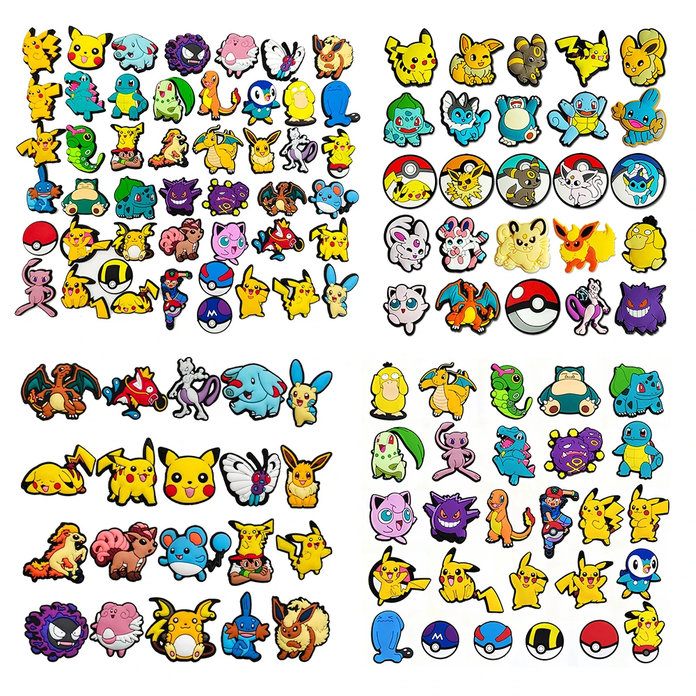 9-47 Stück Pokemon Pikachu Schuhe Charms Cartoon Clogs Sandalen Dekoration PVC Schuhzubehör Charms Schnalle für Freunde Partygeschenke – Detail 1