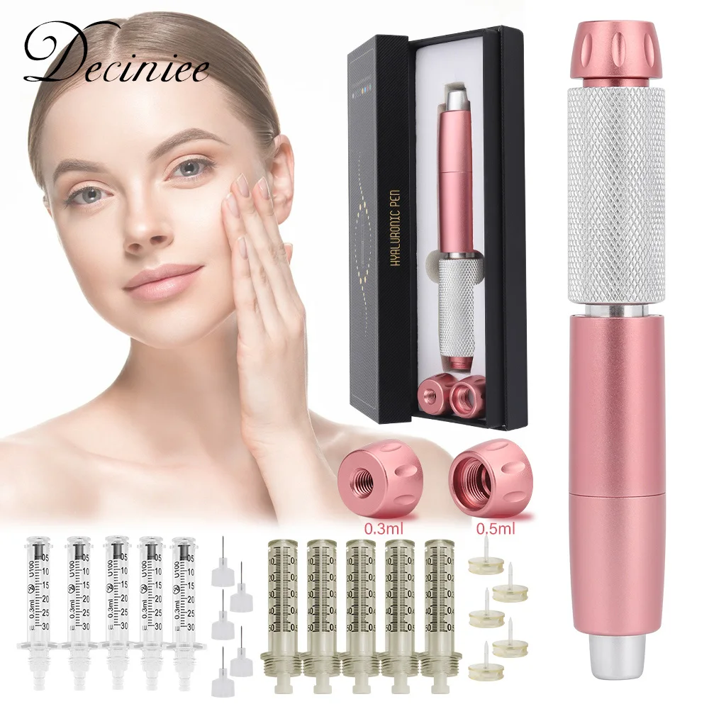 2 in1 Injection Gun Hyaluron Pen Kit + 0.3ml&0.5ml Ampoule Gold Hyaluronic Acid Pen Nebulizer Lip Injector Anti-Wrinkles Device hyaluronic acid pen