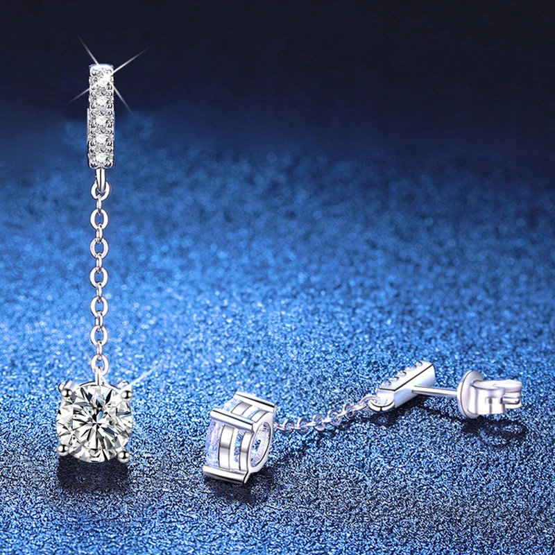 NeeTim 1 Carat D Color Moissanite Diamond Drop Earrings 925 Silver with White Gold Plated Charm Earrings For Women Wholesale 2 NeeTim 1 Carat D Color Moissanite Diamond Drop Earrings 925 Silver with White Gold Plated Charm Earrings For Women Wholesale - Image 2