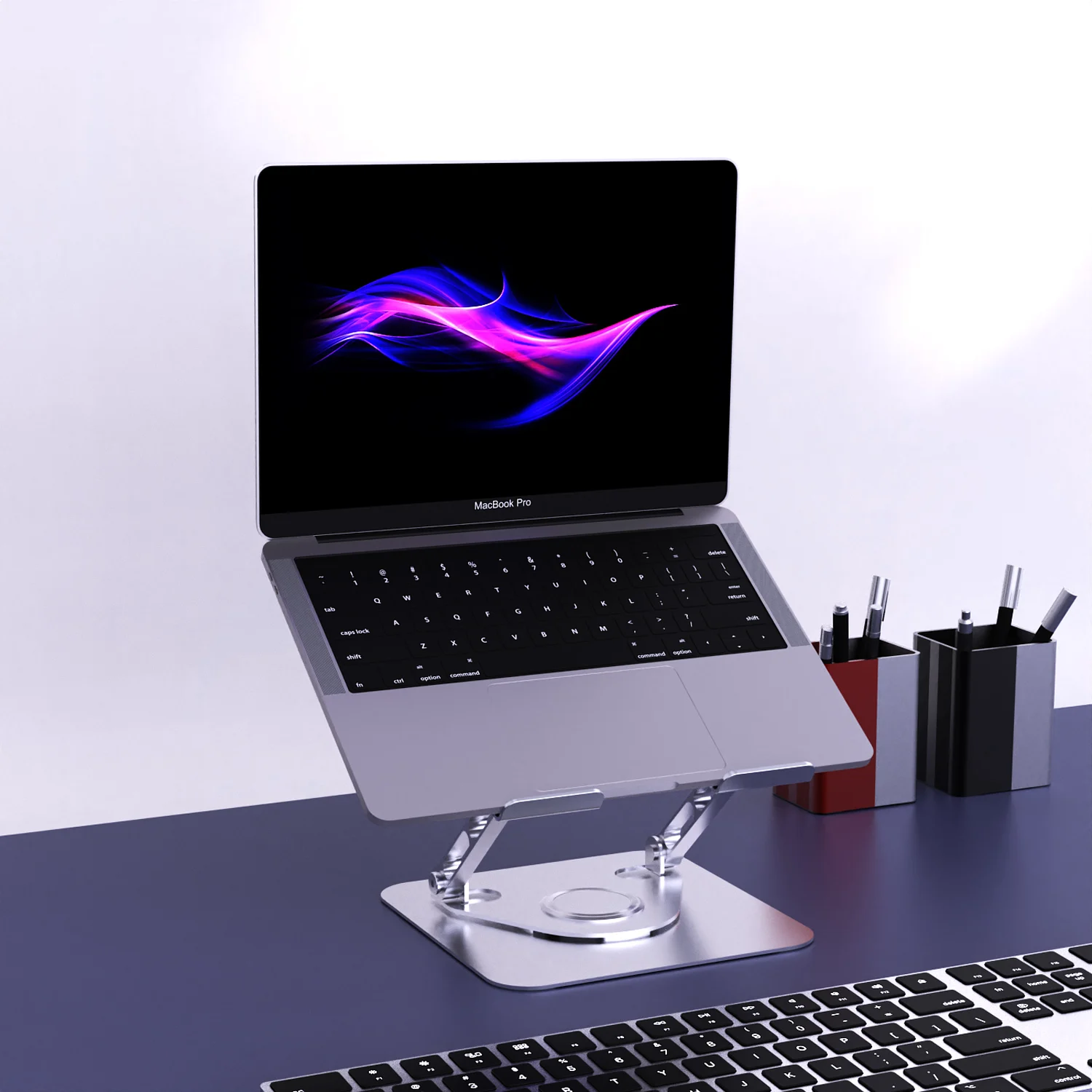 텔레스코픽 360도 회전 노트북 스탠드 높이 조절 가능 스위블 풀아웃 디자인 인체공학적 컴퓨터 받침대 최대 17인치 노트북용