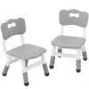Chairs 2 Pack, 3 Level Height Adjustable Toddler Chairs for Children Boys Girls Age 2-6, Plastic Kids Chair for Home Family Classroom Nursery, Grey