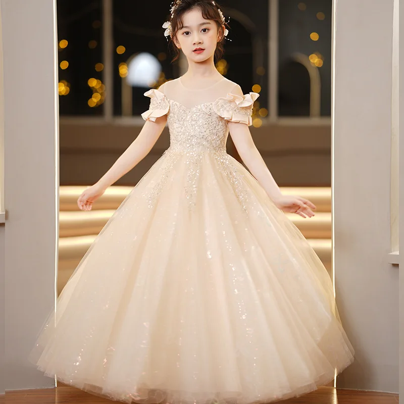 Sequins Beautiful Princess Flower Girl Dress Tutu Wedding Birthday Birthday Dress  Girl Dress Child New Year Costume Party Dress - Flower Girl Dresses -  AliExpress