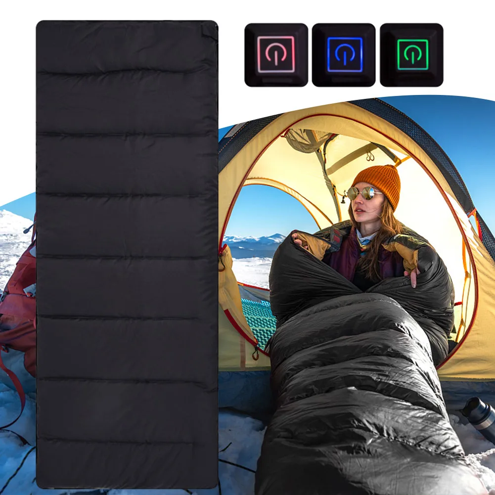 20 Degree Electric Heating Sleeping Bag Blanket 3 Levels USB/Type-C Rechargeable Ultralight Heated Sleeping Bag with Storage
