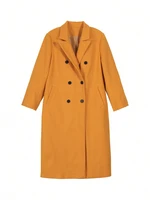 Plus Size Autumn And Winter New Leisure Pure Colour Double-Breasted Jacket Ladies Temperament Elegant Daily - Image 2