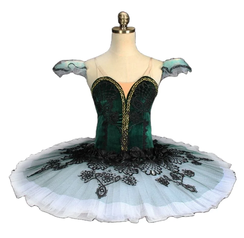 

Fine Workmanship High Quality Custom Size Unique Design 12 Layers Handmade Women Adult Kids Girls Performance Green Ballet Tutu