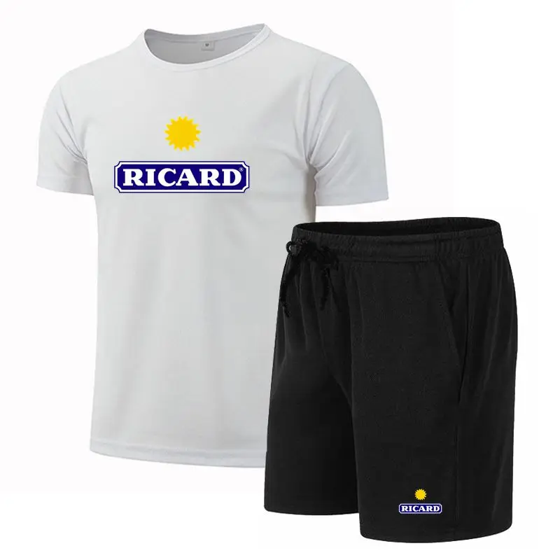 

2024 Summer Men's Suit Men's Clothing Sportswear Short Sleeve Street Shirt Set Ricard Quick drying Sportswear New