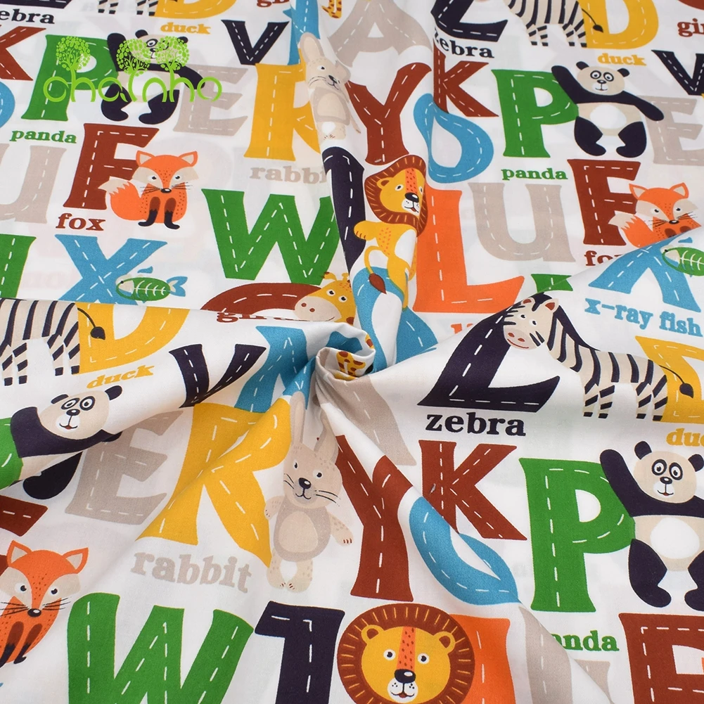 Chainho,Printed Twill Weave Cotton Fabric,DIY Sewing Quilting Material,Patchwork Cloth,Cartoon Series,2 Specification,15C299