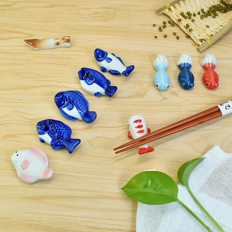 Japanese Cute Chopstick Holder Ceramic Tableware Whale Dolphin