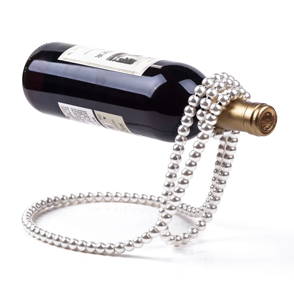 

Creative Pearl Necklace Iron Wine Rack Wine Pedestal Clamp Holder Suspension Champagne Whisky Small Snake Shaped Bracket