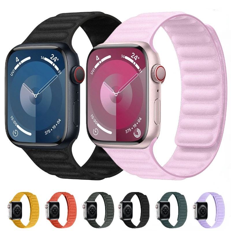 Ремешок силиконовый для Apple Watch Ultra2, магнитный браслет для iWatch 6 5 4 3 SE 44 мм 40 мм 49 мм 9 8 7 45 мм 41 мм