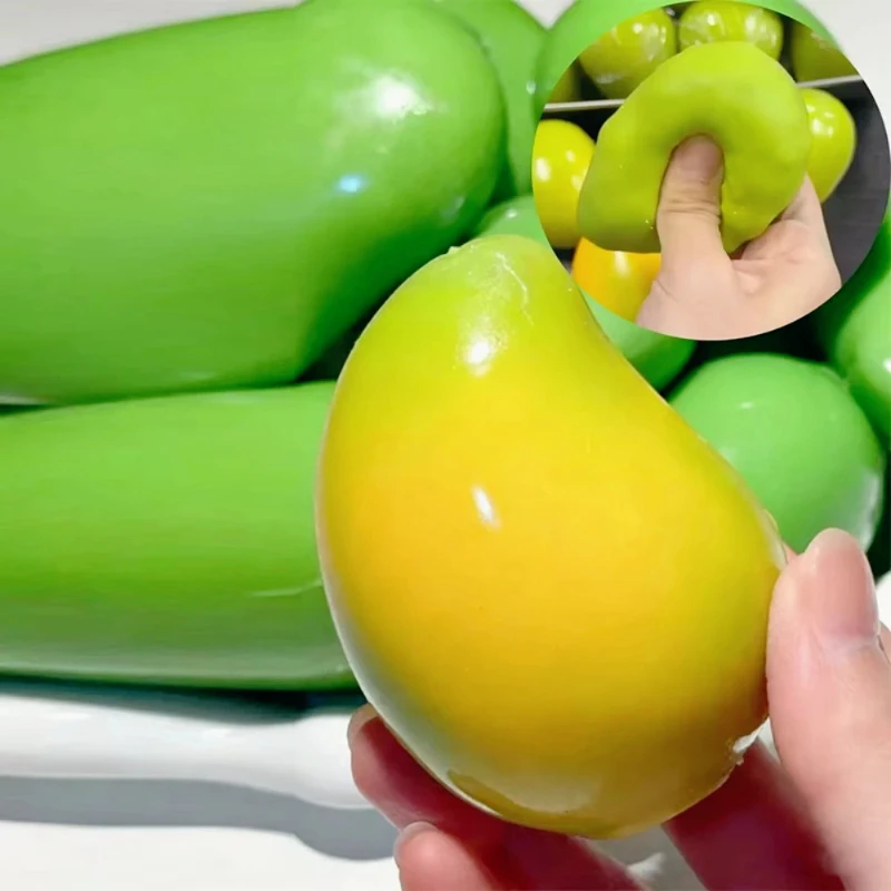 Handmade Crispy Mango Squishy Stress Ball Crunchy Squeeze Fidget Toy Round