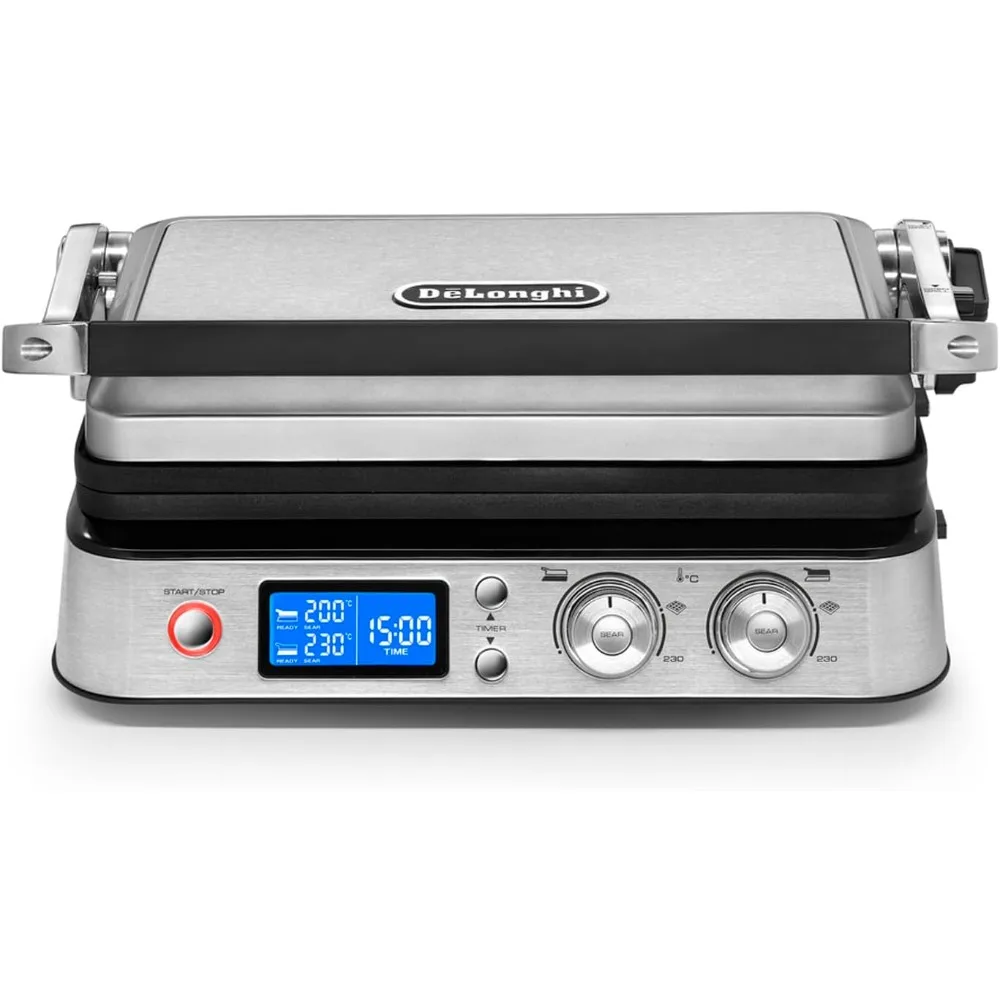 Livenza All-Day Grill, Griddle and Waffle Maker Silver Large