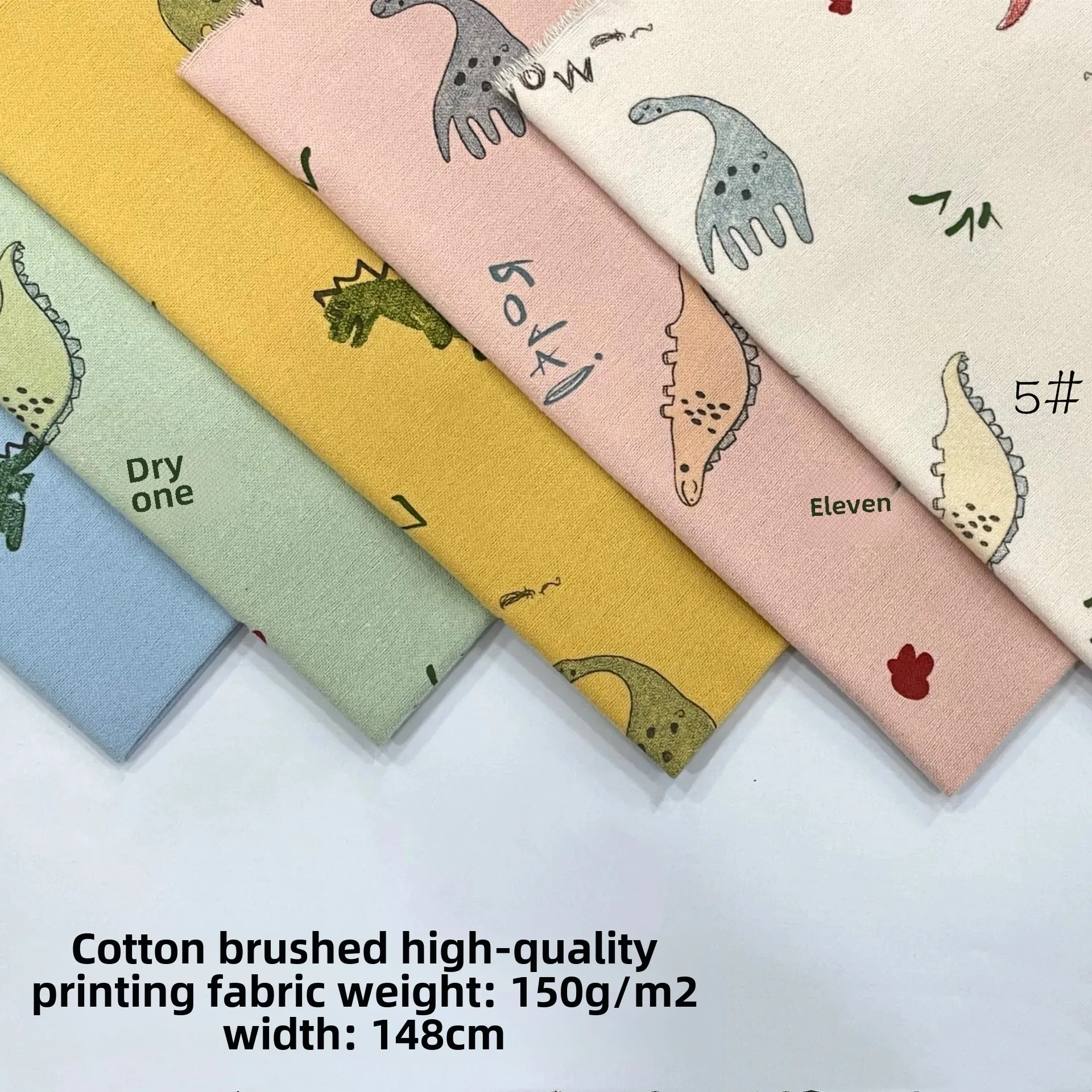 Pure Cotton Flannel Brushed Fabric Dinosaur Print Children's Clothing Doll Dress Material Autumn Winter Cartoon Polyester Cotton