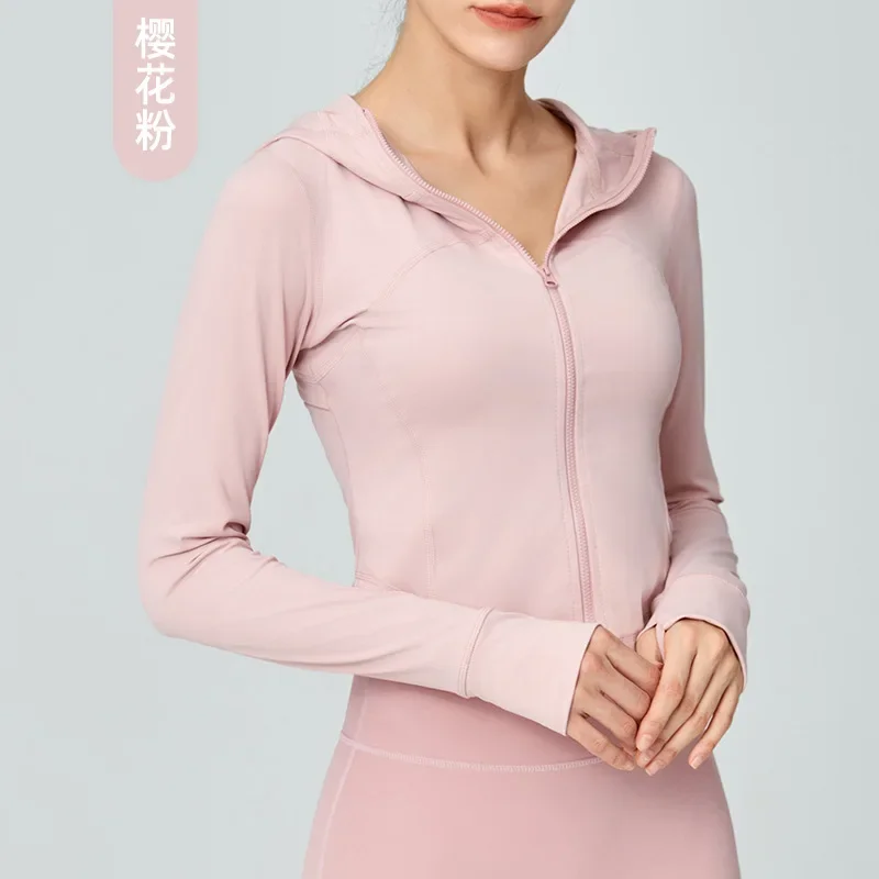 

Cross-border Europe and America Autumn Nude Sports Coat Zipper Hoodie Yoga Clothes Long Sleeve Openwork Mesh Fitness Coat