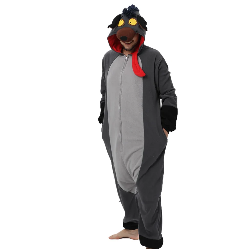 Hyena animal cosplay game costume kigurumi men one piece pajamas donkey halloween christmas party hooded cartoon pajamas