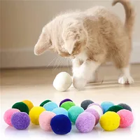 3cm Colorful Cat Pompoms Balls Cat Chew Toy Soft Kitten Toy Plush Balls Cat Treat Ball Interactive Cat Toys for indoor Cats
