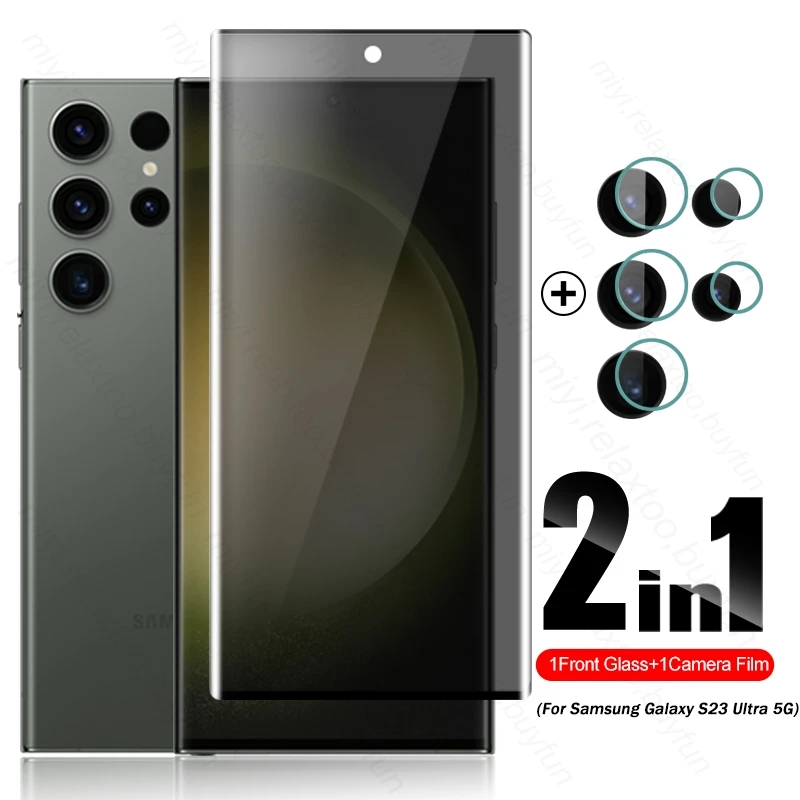 

2In1 Privacy Tempered Glass For Samsung Galaxy S23 Ultra Samung Sumsung S 23 Ultra S23Ultra S23U 5G Camera Screen Protector Film