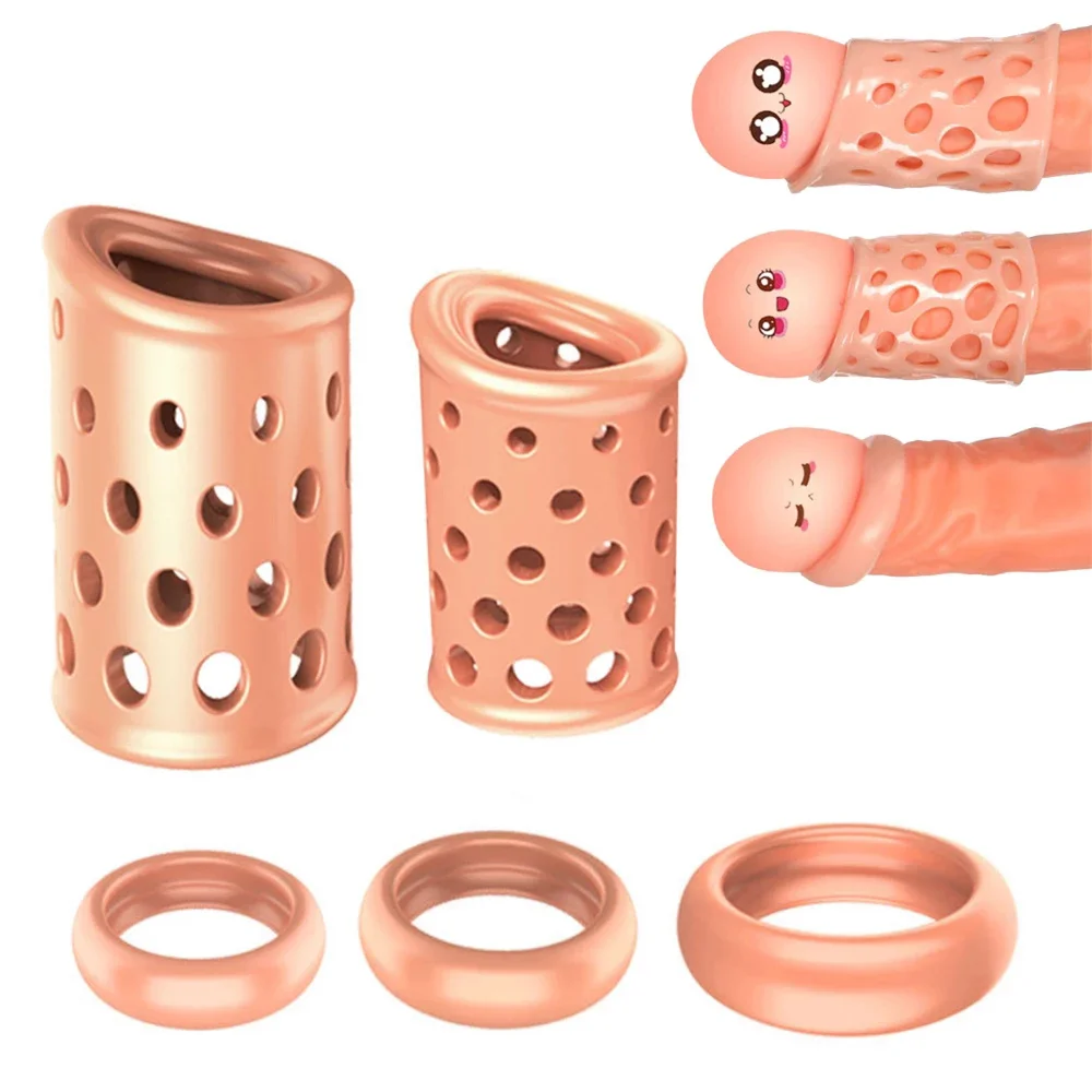 Male Foreskin Repair Ring Cockring Reusable Correction Penis Sleeve Delay Ejaculation Sex Toys for Men 5PCS/Set male sex toys