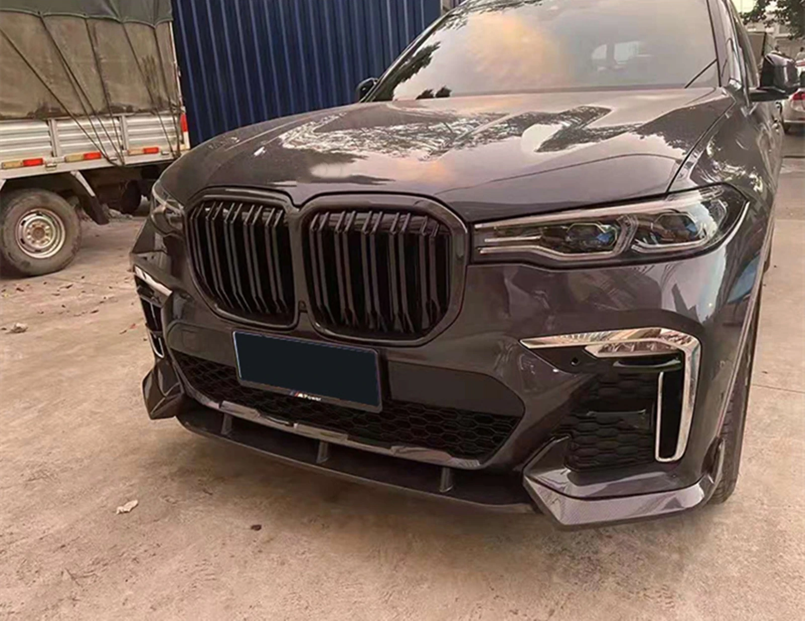 전면 키드니 그릴 글로스 블랙 어퍼 범퍼 후드 메쉬 그리드 바디 키트, BMW X7 G07 2019 2020 2021 2022 어드밴스 버전