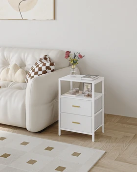 Hzuaneri Comodino set di 2, Tavolino con 2 cassetti portaoggetti, scomparto aperto, tavolino, comodino camera da letto, bianco 1