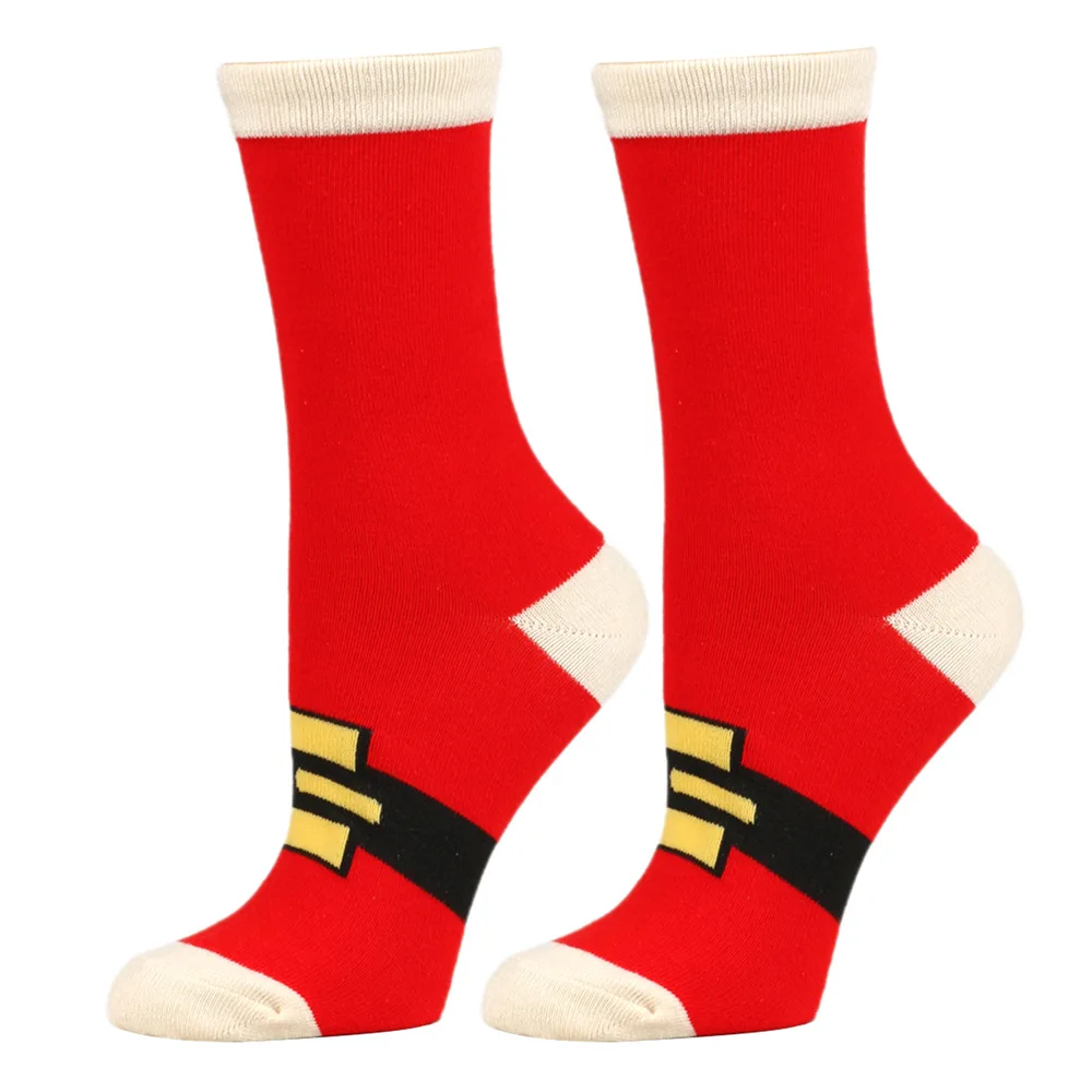 Festive Mid-Calf Christmas Socks - Santa & Gingerbread Cotton Gift Socks