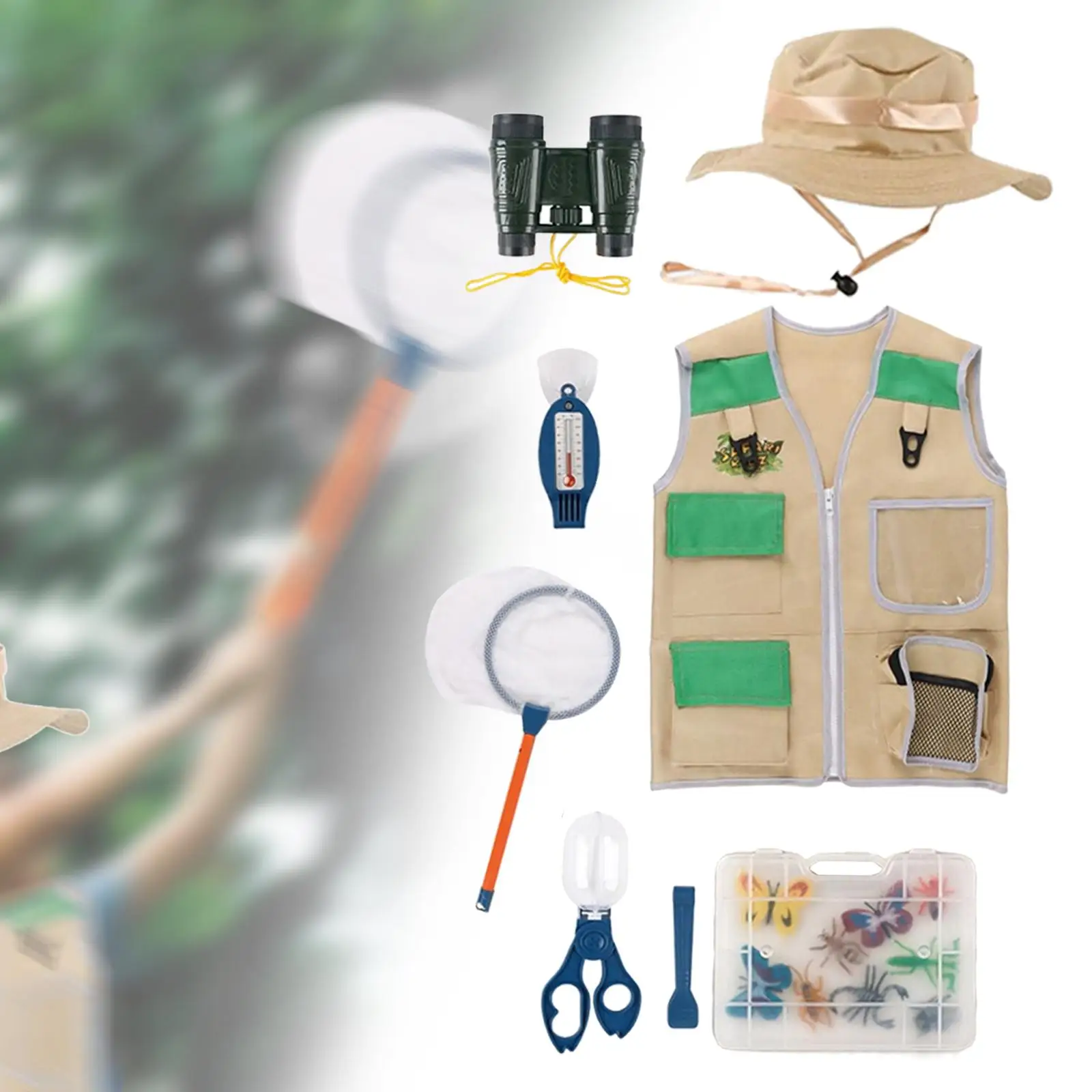 

16 Pieces Outdoor Adventure Kits Camping and Backyard Kits Kids Explorer Costume for Boys Girls Zoo Keeper Paleontologist