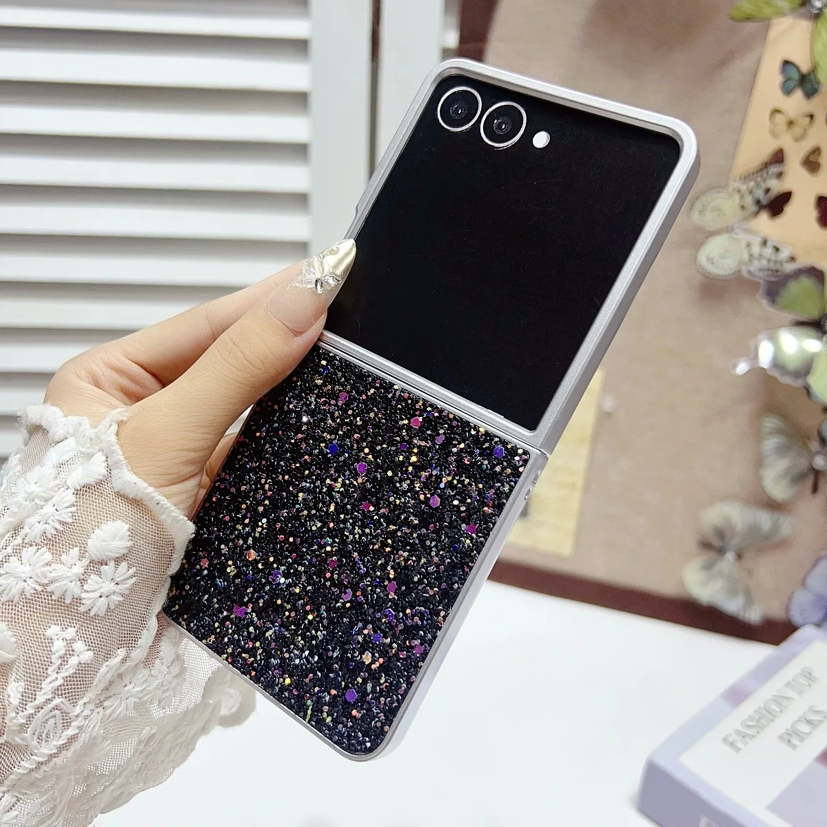 Elegant Silver Frame Bling Diamond Glitter Protective Phone Cover