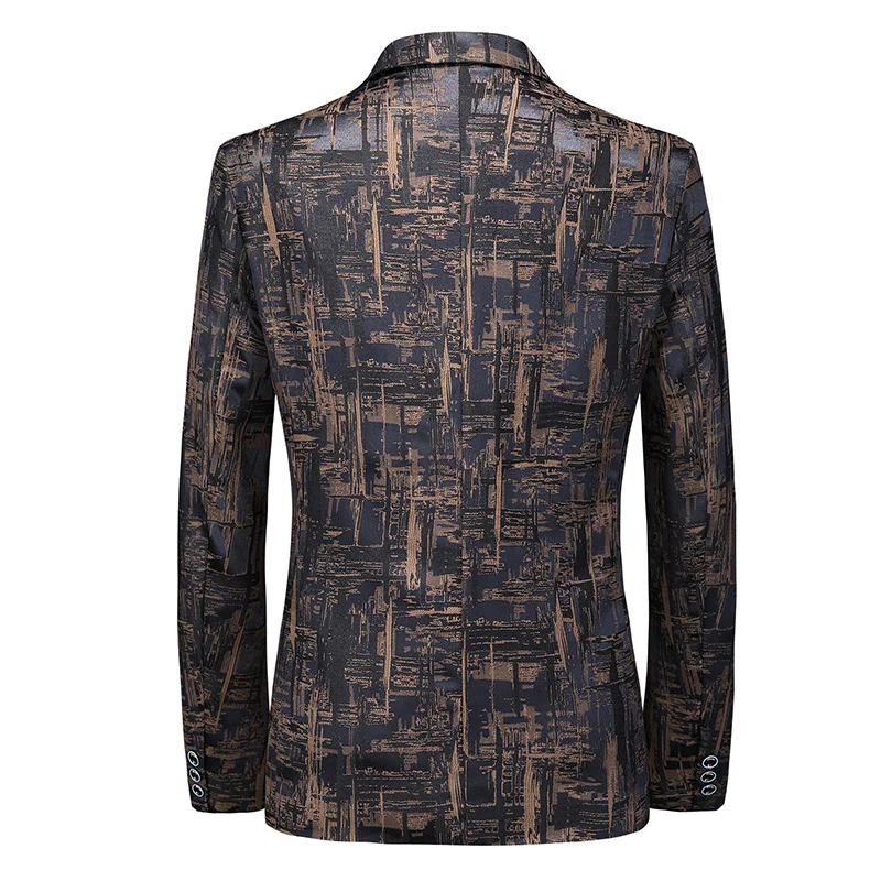 Fashion Men's Boutique Business Blazer Casual Personalized Pattern Design Evening Dress Suit Male Slim Fit Blazers Jacket