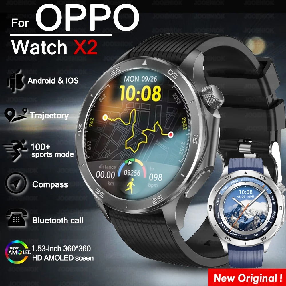 For OPPO Watch X2 GPS Sport Smart Watch Men 360*360 HD Screen Compass Altitude Fitness Tracker Heart rate BT Call Man Smartwatch