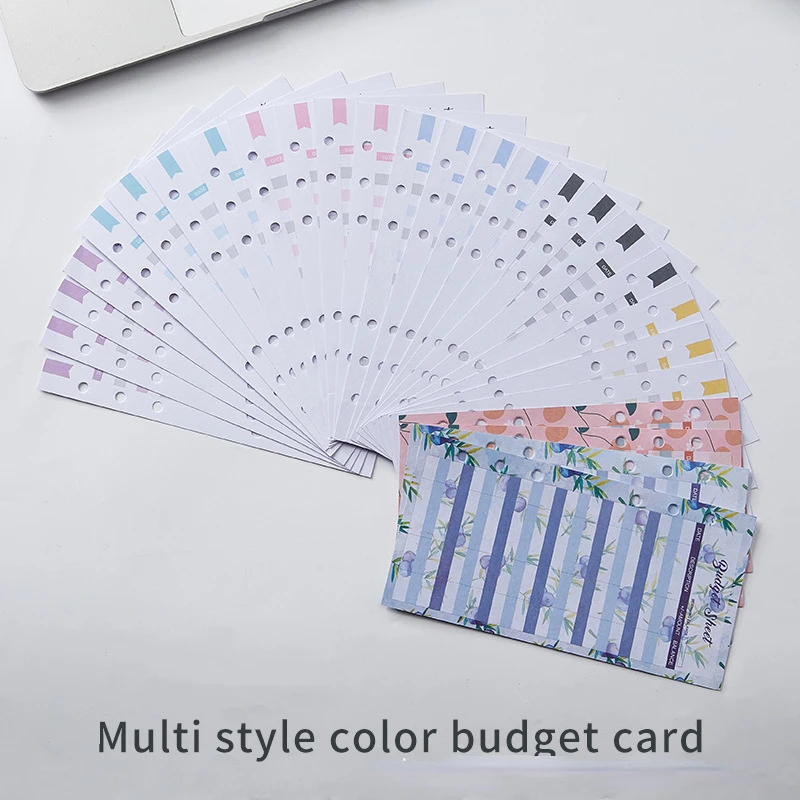 

12Pieces/Set of Multi Style Colorful Budget Sheet card 6-Hole Loose-leaf Notebooks Paper Binder Inner Pages Filler Paper