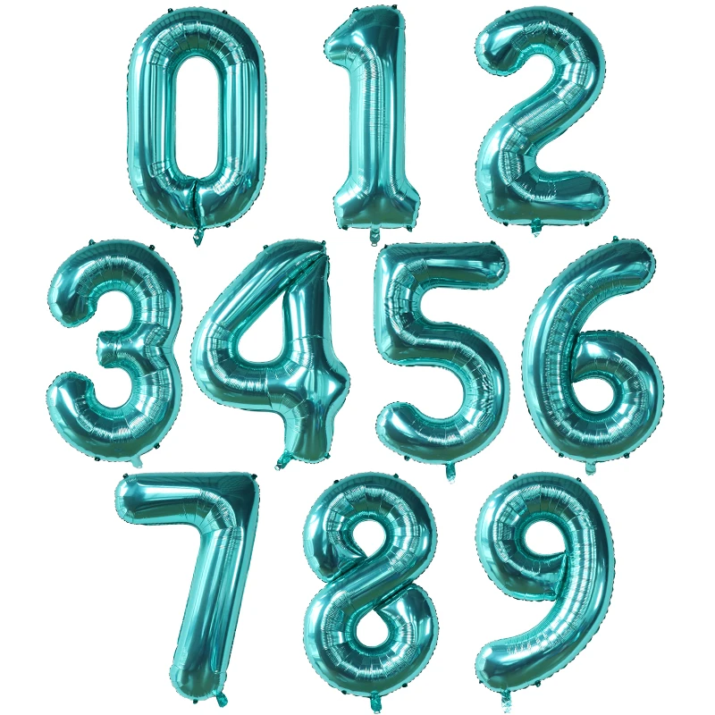 thumbnail image 1 of Globos de helio de aluminio grandes de 40 pulgadas con números del 0 al 9, decoraciones para fiestas de bodas, baby showers, figuras grandes, suministros para globos de aire, 1 of 5