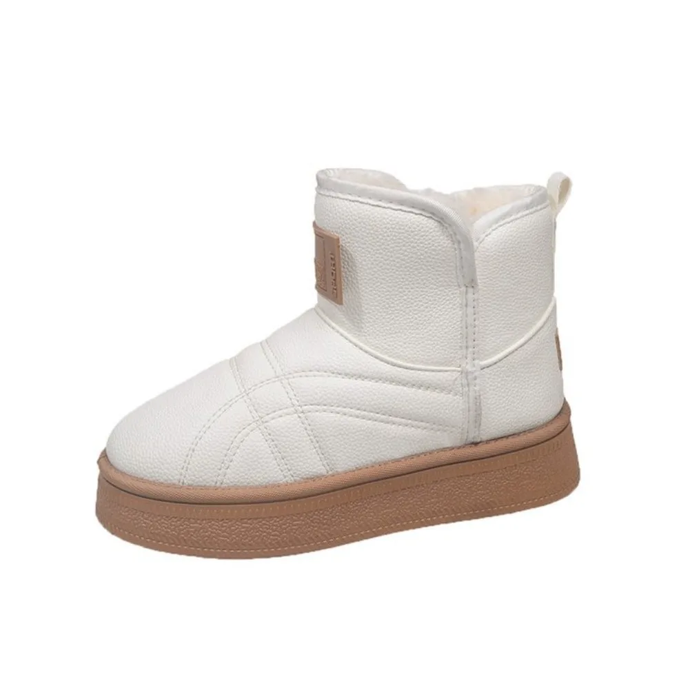 Thick-soled Women's Snow Boots Winter New Style: Fashionable, Simple and Warm Cotton Shoes with Fleece and Thickened Bread Boots