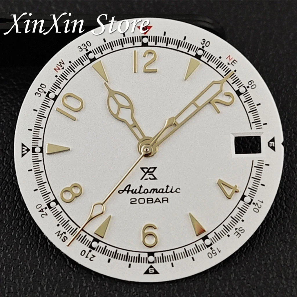 Green Luminous Retro Matte Watch Dial with Hands, 28.5mm