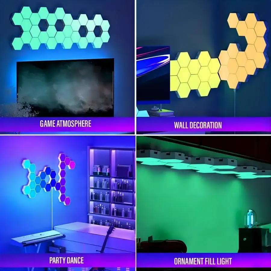LED Hexagonal Quantum Lamp Smart Wall Panel Light RGBIC RGB Dream Color WIFI APP Voice Control Music Sync Work With Alexa Google led light led panel
