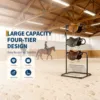 Heavy Duty 3 Tier Freestanding Saddle Rack Stand, 76cm x 76cm x 173cm Rotatable & Removable Arms, Horse Tack Organizer for English & Western Saddles, Blankets & Gear, Black Stable Storage