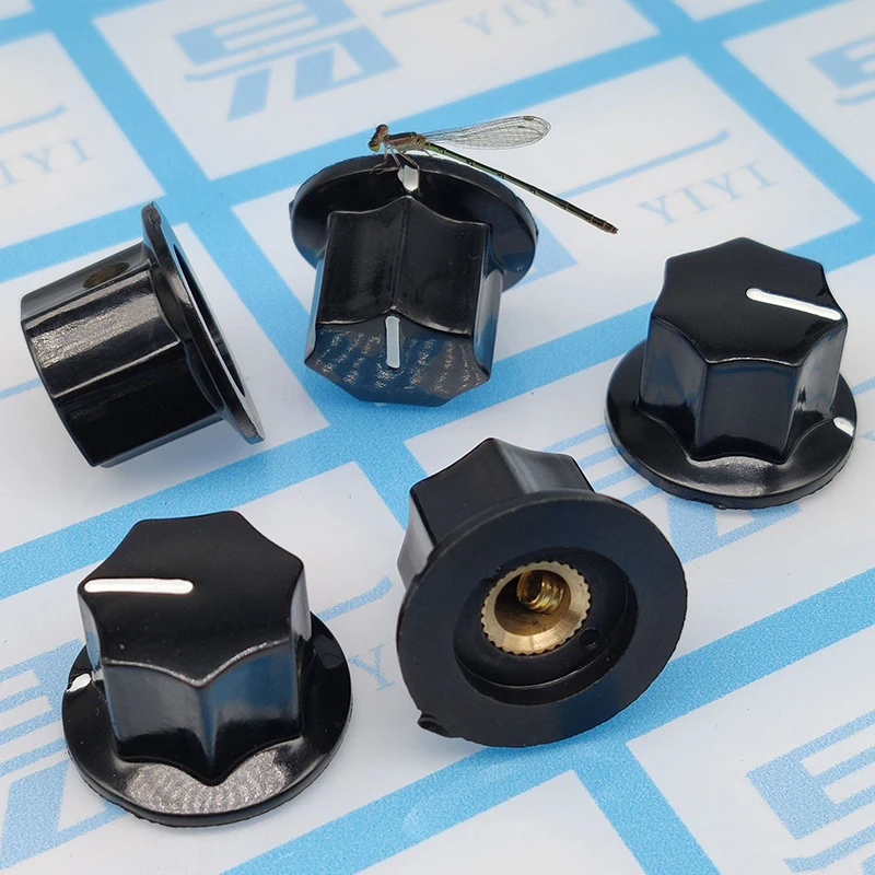 Brass Plug-in Amplifier Adjustment Knob Cap B01 Rubber Wood Knob Instrument Instrument Cap Guitar Potentiometer