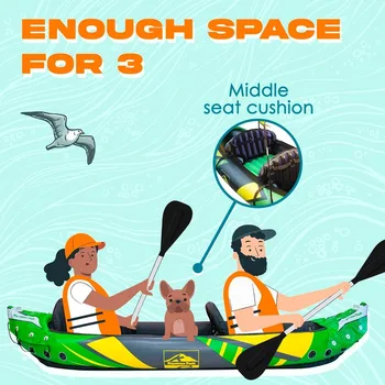 2 Person Inflatable Kayak with Exclusive Sun Canopy (Detachable) + Kayaks for Adults + 3rd Seat for Dog/Child 6
