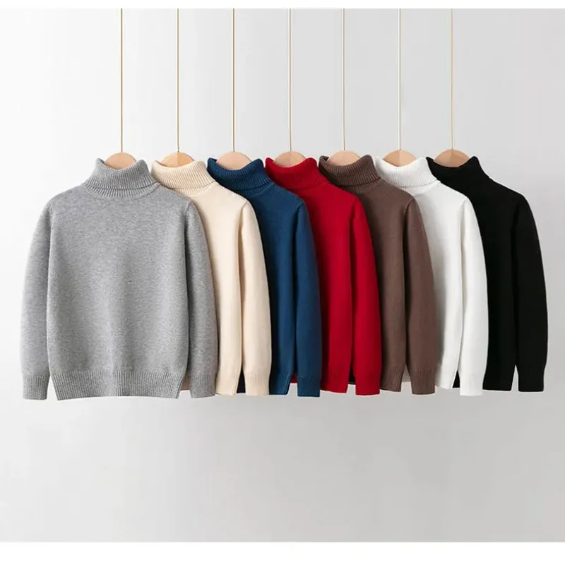 Kids Sweater Children's sweaters autumn and winter pure cotton line boys and girls baby pullover turtleneck bottoming sweater kids sweater