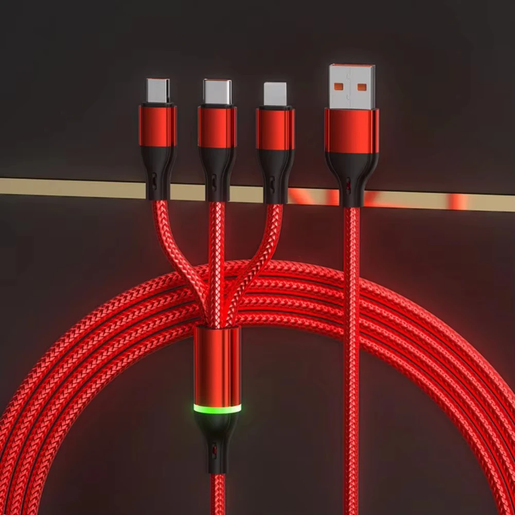 NNBILI 1.2m/2m 3 in 1 USB 고속 충전 케이블 타입 C 마이크로 IOS, 아이폰 화웨이 삼성용 멀티 충전 케이블 나일론 편조 케이블